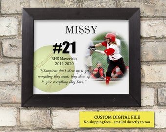 Personalized Printable Gift for Softball Player Team Gift, Softball Senior Gift, End of season gift for softball players