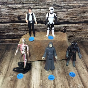 Star Wars Vintage Action figures  Han Solo, C3PO, Imperial Tie Fighter pilot, Emperor, Biker Scout, Please See all Photos