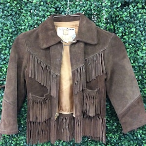 Vintage Leather Fringe Jacket Kids size 8 Western style Leather Jacket with Fringe