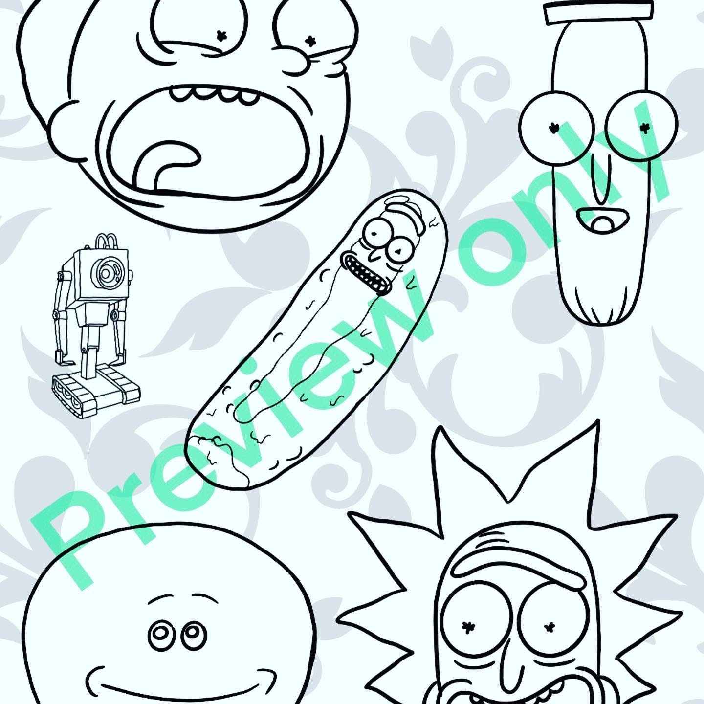 Rick and morty 4 coloring pages | Etsy