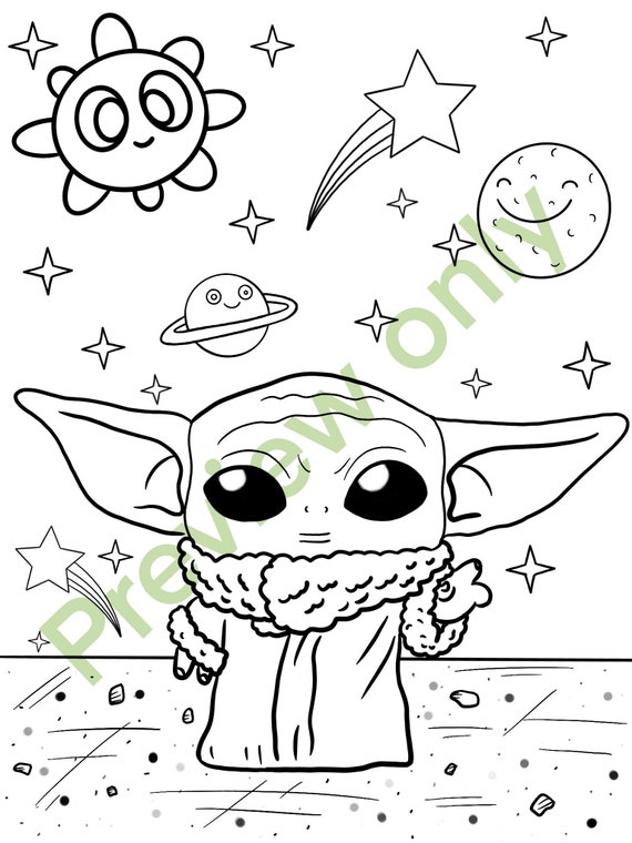 2 Baby Yoda Coloring Page Etsy