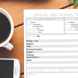 Homeschool Transcript EDITABLE Printable | Homeschool Supplies | Record Keeping | School Grades | report card | High school transcripts