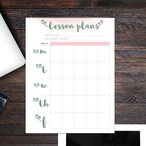 School Lesson Planner Printable| Homeschool | Teacher Planner | Lesson Planner