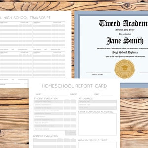 Homeschool Transcript, Report Cards, and Diploma Printable College Bundle | High School | report card | High school transcripts