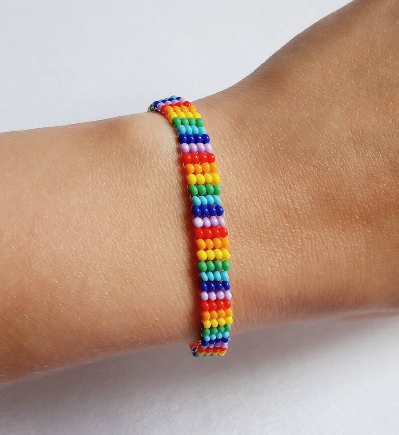 Rainbow beaded bracelet Colorfull equality bangle LGBT armband Etsy
