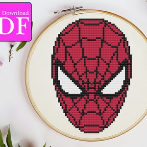 Patrón de punto de cruz de máscara de héroe araña