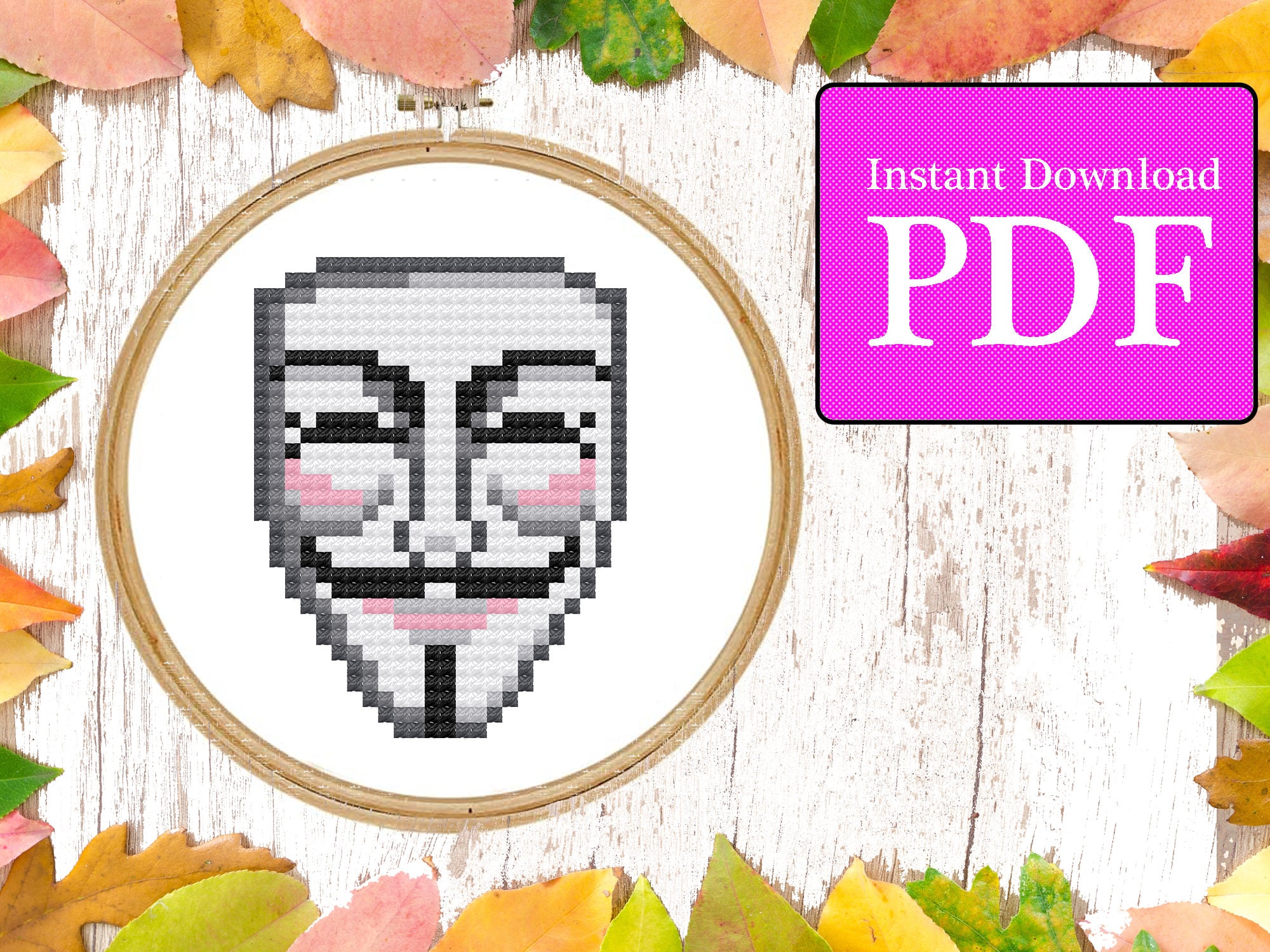 V for Vendetta Guy Fawkes Cross Stitch Pattern - Etsy