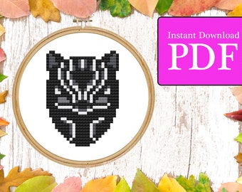 Patrón de punto de cruz de máscara de pantera negra