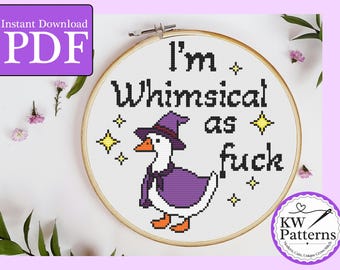 Whimsical Witch Goose Cross Stitch Pattern: Beginner Friendly (Digital Download)