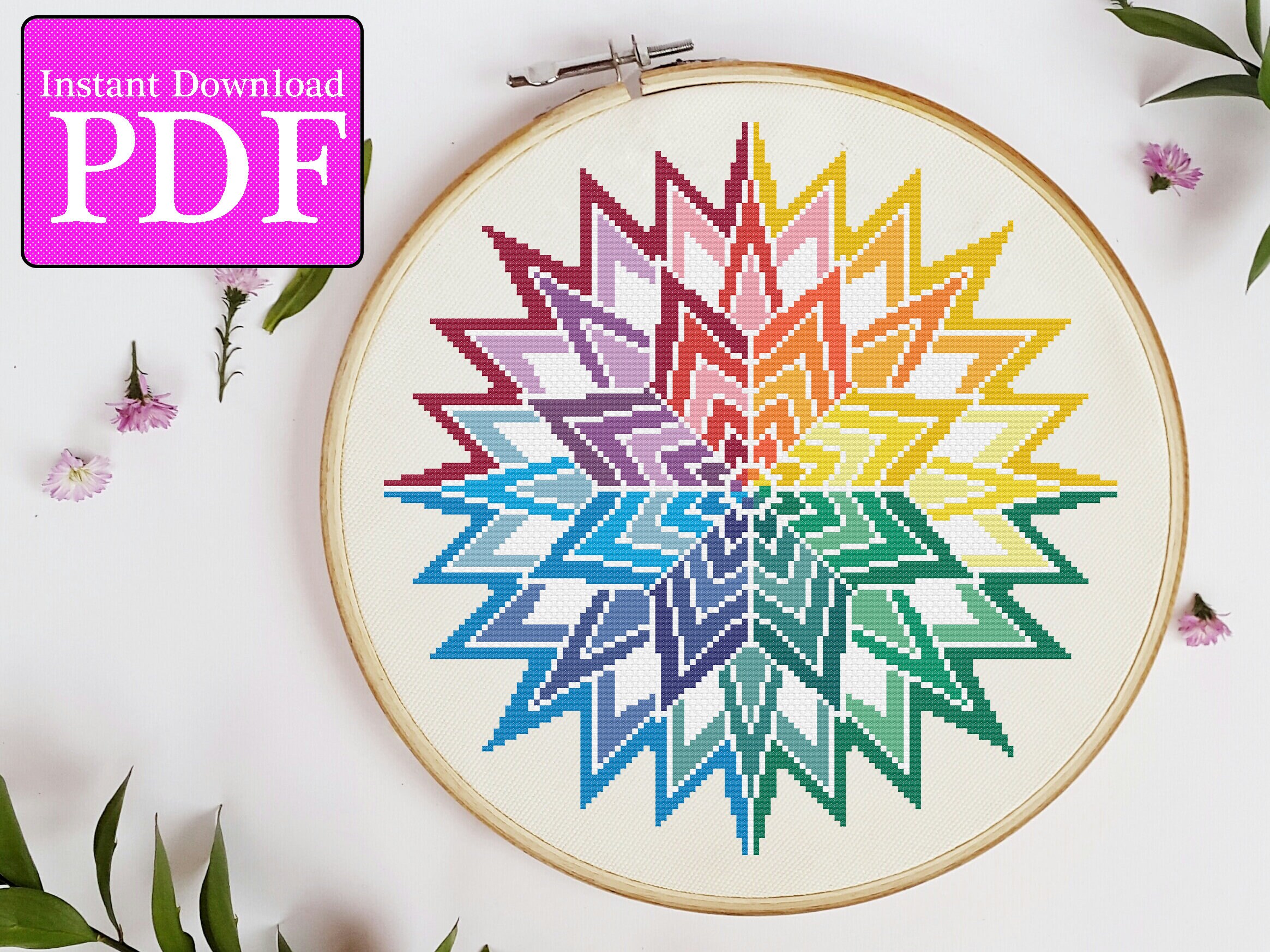 Rainbow Geometric Star Mandala - Etsy
