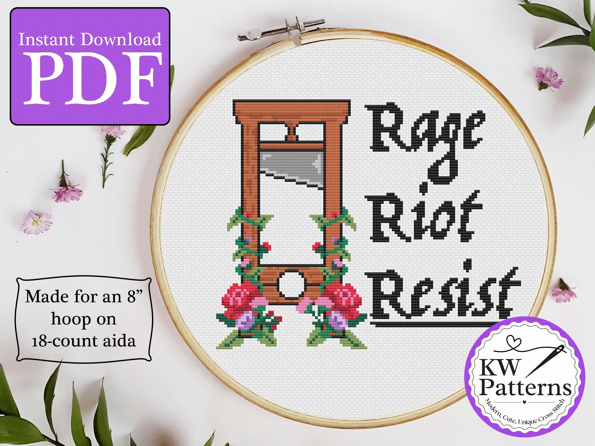 Rage Kick Pattern Rage Riot Resist Guillotine Cross Stitch Pattern | 8 Inch 18 Count - Etsy