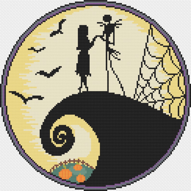 Nightmare Before Christmas Round Cross Stitch Pattern - Etsy