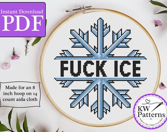 Fuck ICE Cross Stitch Pattern | political cross stitch | American politics | activism | Melt the ICE