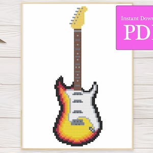 Electric Guitar Cross Stitch Pattern