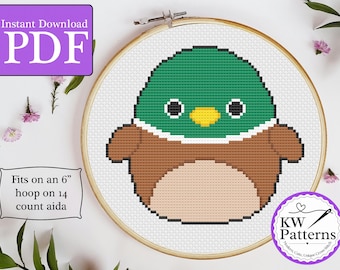 Avery the Mallard Duck Plushie Cross Stitch Pattern (PDF Pattern)