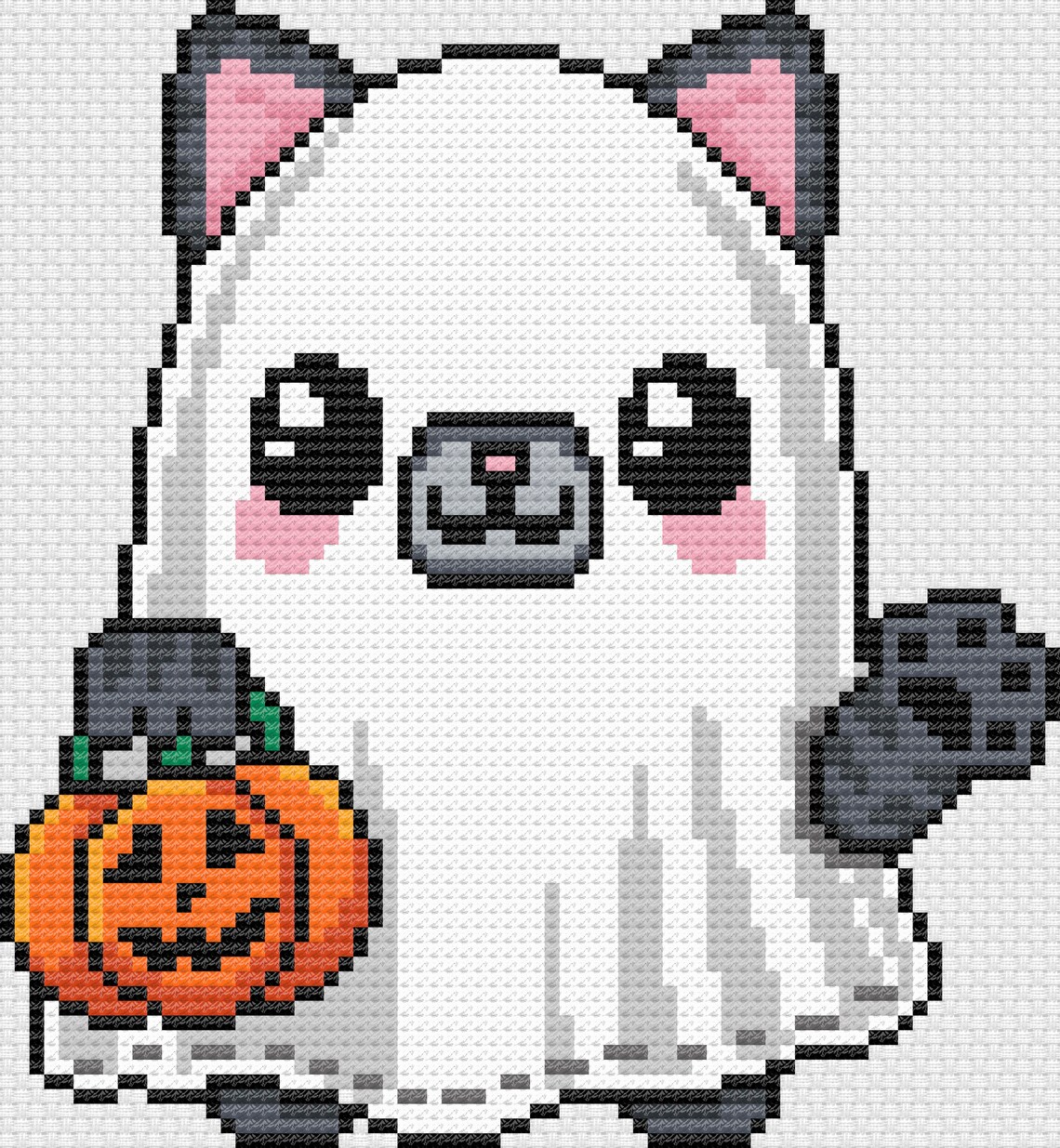 Halloween Ghost Cat Cross Stitch Pattern | PDF Cute Kawaii Kitty ...