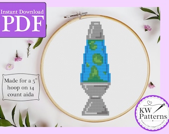 Kruissteekpatroon blauwe en groene lavalamp | Geschikt voor beginners | digitale download