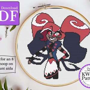 Velvette Hazbin Hotel Cross Stitch Pattern | 8 inch on 18 count Aida