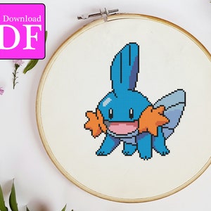 Mudkip Cross Stitch Pattern