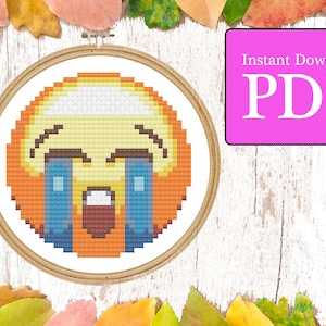 Crying Emoji Cross Stitch Pattern