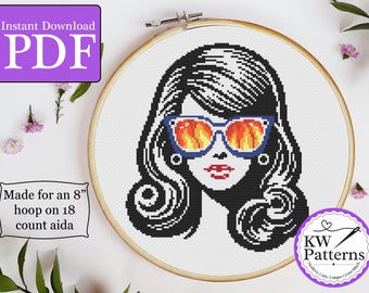 Watching the World Burn Cross Stitch Pattern | Pop art | feminism | black and white