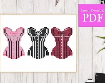 Three Corsets Cross Stitch Pattern