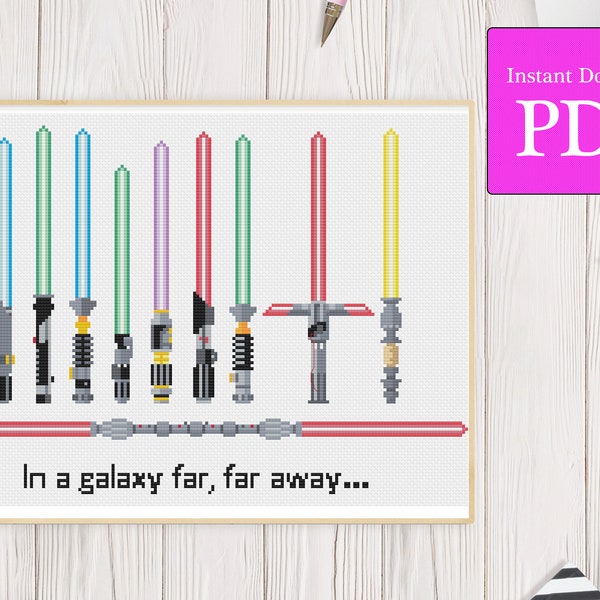 Light Sabers Cross Stitch Pattern