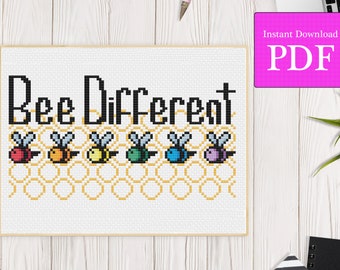 Bee Different Cross Stitch Pattern