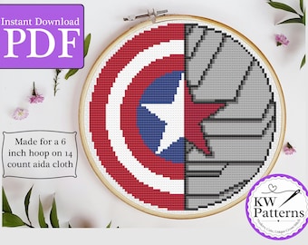 Captain and Soldier Shield Cross Stitch Pattern | 6 inch round | Rogers and Barnes