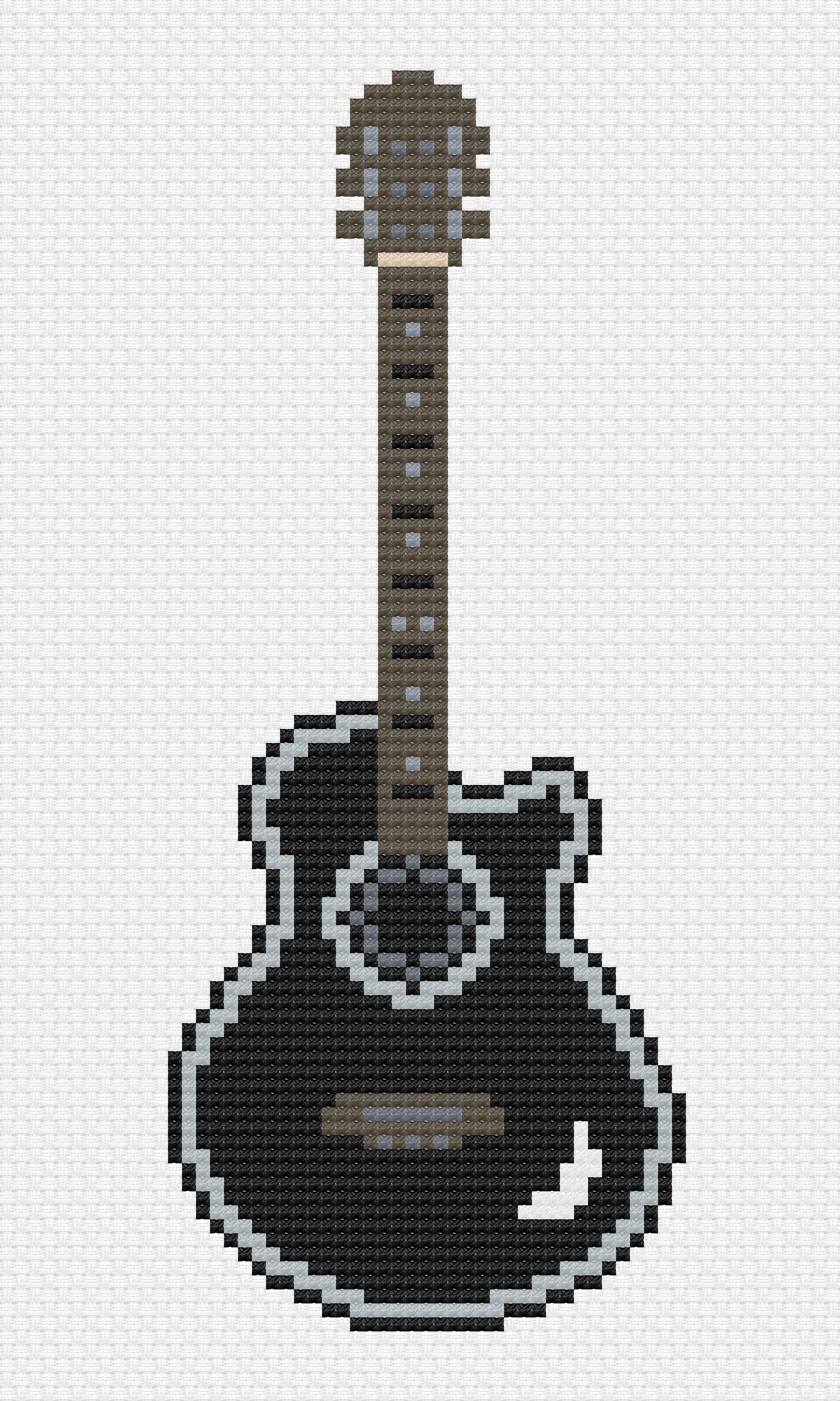 Black Acoustic Guitar Cross Stitch Pattern - Etsy