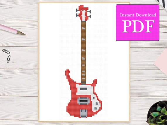 Funky Bass Guitar Cross Stitch Pattern - Etsy