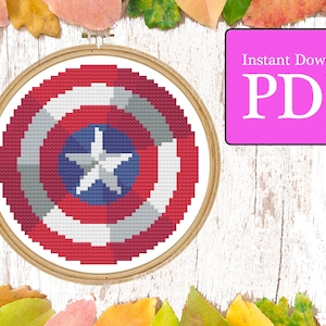 Captain America Shield Cross Stitch Pattern