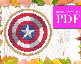 Captain America Shield Cross Stitch Pattern