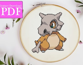 Cubone Pokemon Cross Stitch Pattern