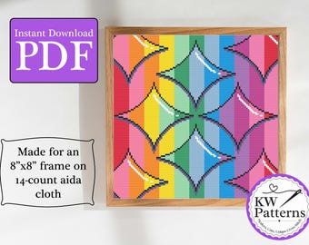 Rainbow Diamonds Art Full Coverage Cross Stitch Pattern