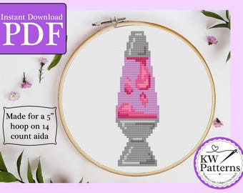 Paars en roze lavalamp kruissteekpatroon | Geschikt voor beginners | digitale download