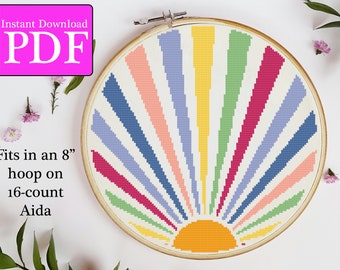 Modern Art Boho Sun Cross Stitch Pattern for Beginners