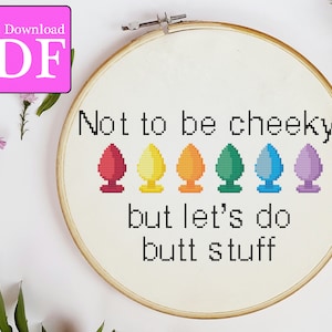 Patrón de punto de cruz con tapón anal descarado