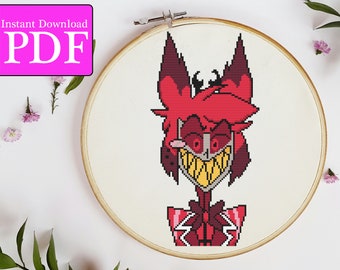Alastor from Hazbin Hotel Bust Cross Stitch Pattern | 8-inch on 18-count Aida