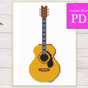 Acoustic Guitar Cross Stitch Pattern