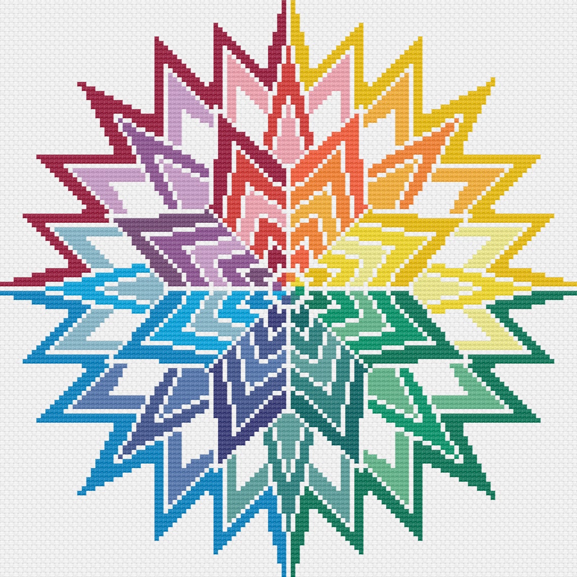 Rainbow Geometric Star Mandala - Etsy