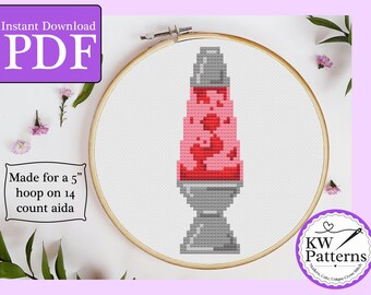 Roze en rode lavalamp kruissteekpatroon | Geschikt voor beginners | digitale download