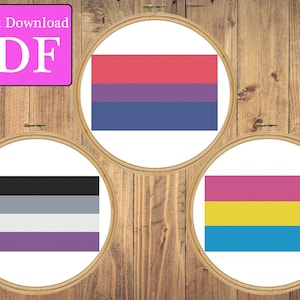 Bisexual, Asexual, and Pansexual Pride Flag Cross Stitch Patterns