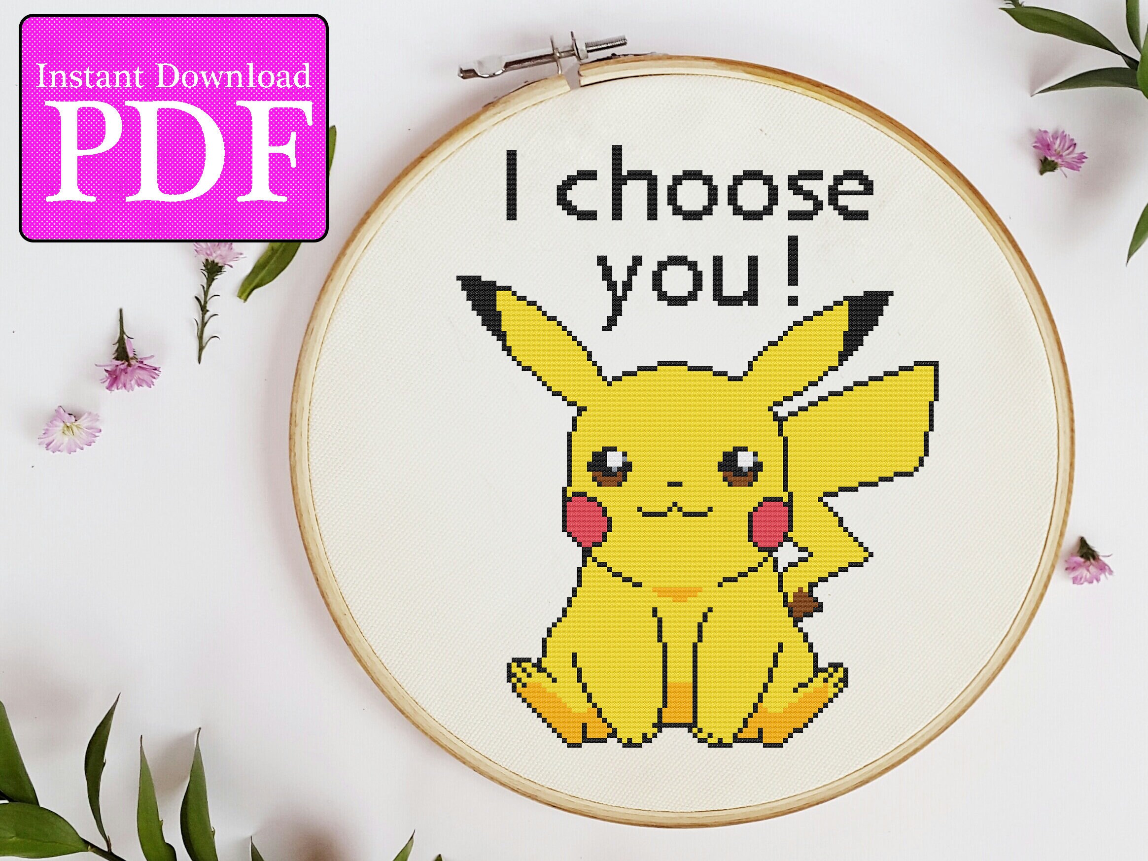 I'm sorta new at this but I did a pikachu cross stitch based on a