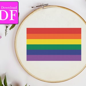 Gay Pride Rainbow Flag Cross Stitch Pattern