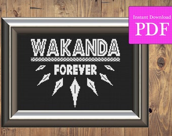 Patrón de punto de cruz Wakanda Forever Black Panther