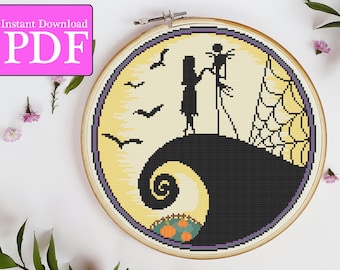 Nightmare Before Christmas Round Cross Stitch Pattern