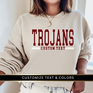 Benutzerdefinierte Maskottchen Sweatshirt | Team Maskottchen, Benutzerdefiniertes Rundhals-Sweatshirt, Schul-Spirit-Sweatshirt, Fußball-Sweatshirt, personalisiertes Schul-Shirt