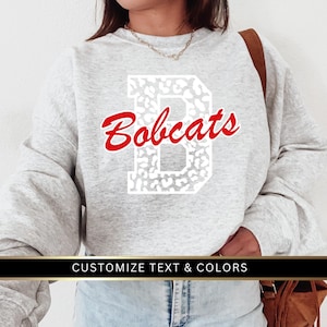 Benutzerdefinierte Maskottchen Sweatshirt | Team Maskottchen, Benutzerdefiniertes Rundhals-Sweatshirt, Schul-Spirit-Sweatshirt, Fußball-Sweatshirt, personalisiertes Schul-Shirt