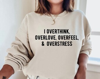 ESIKAH Women's 'Professional Overthinker' Hoodie - Funny Letter Print Pullover Hooded Sweatshirt